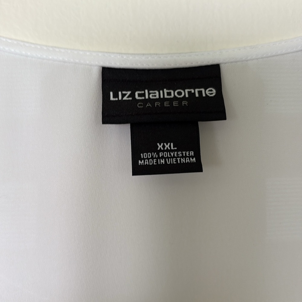 Liz Claiborne White Short Sleeve Embellished Blouse - Picture 2 of 4